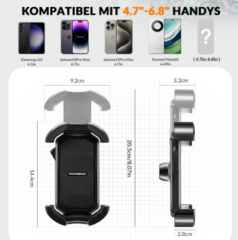 ROCKBROS | Handyhalterung Fahrrad Handyhalter Motorrad 360° Drehbar für 4,7-7,0 Zoll